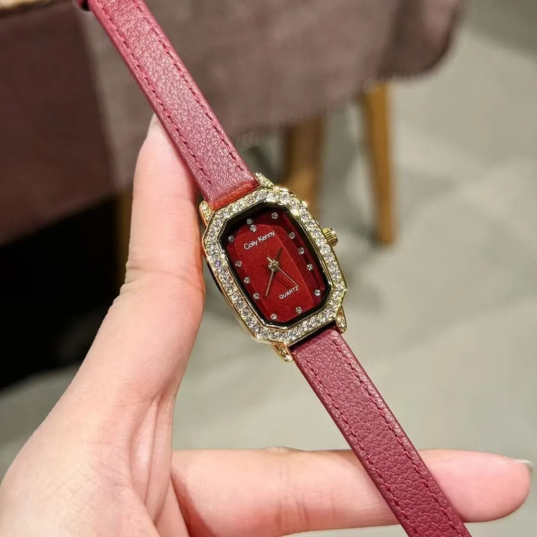 Chinese-style women's watch with alloy case, 8mm thickness, showing camellia pattern design option