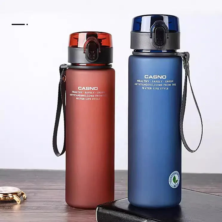 Cassino frosted finish sports cup with lanyard in grey, blue, green, or red.
