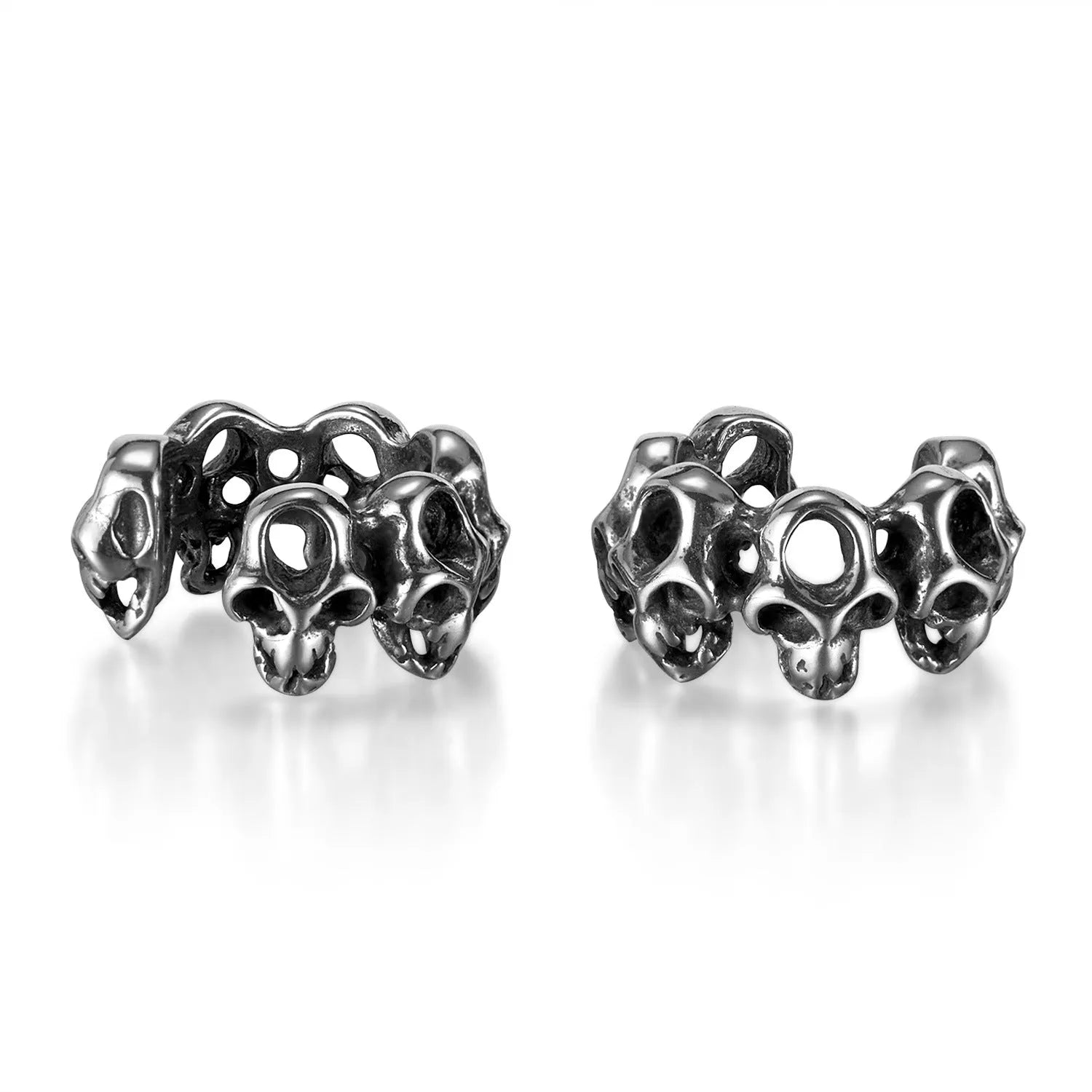 Stainless steel hollow skull geometry ear clip earrings for men and women