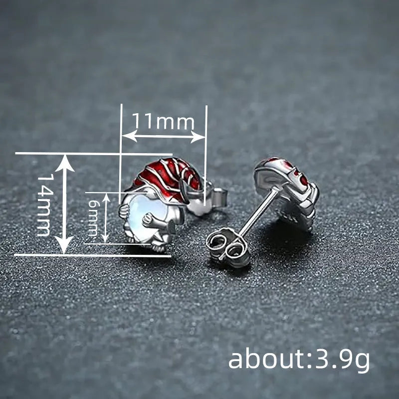 Women's Santa Claus heart-shaped earrings in white gold colour with electroplated copper construction