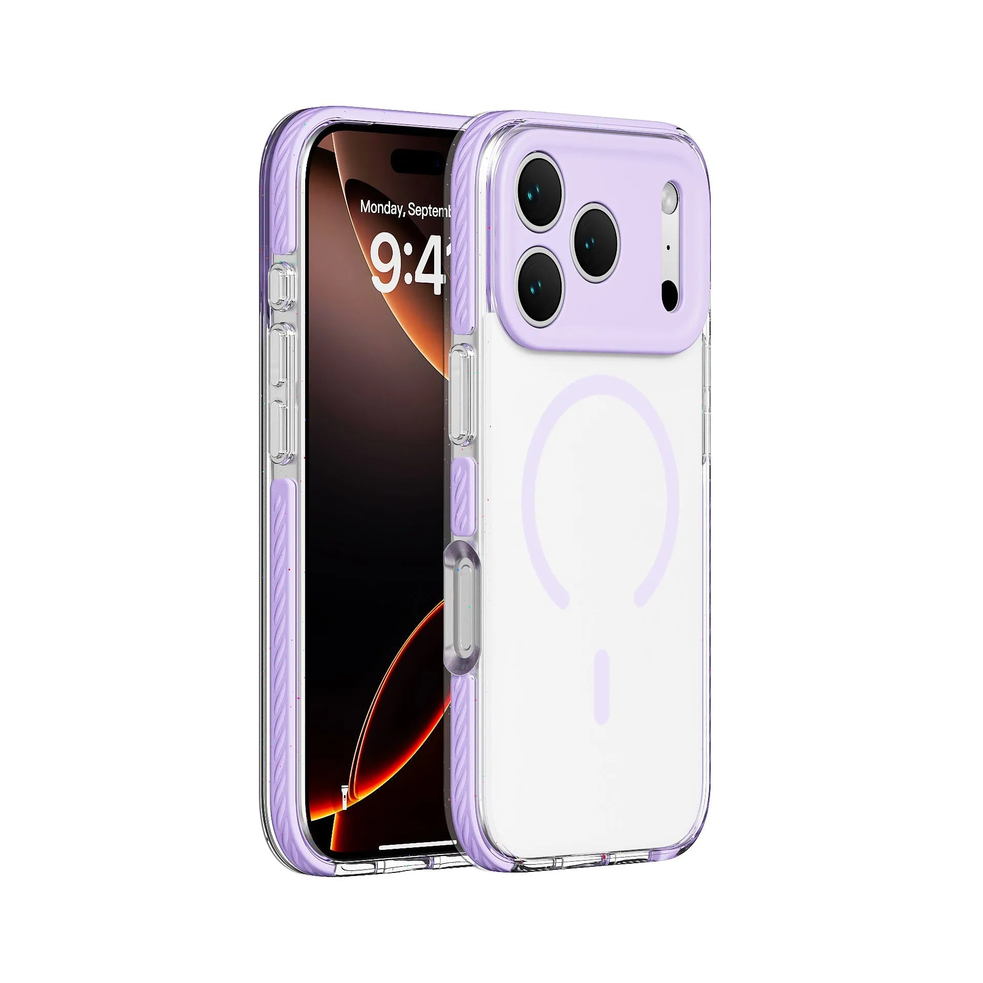 Magnetic transparent iPhone protective case in candy colours showing drop-resistant design