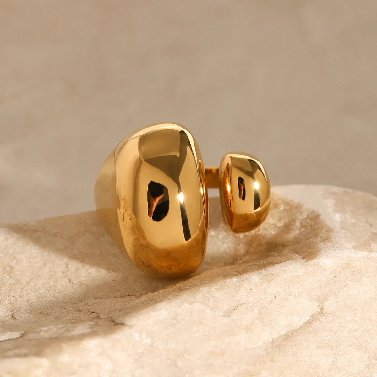 Women's stainless steel geometric open ring with JDR2405081 electroplated finish