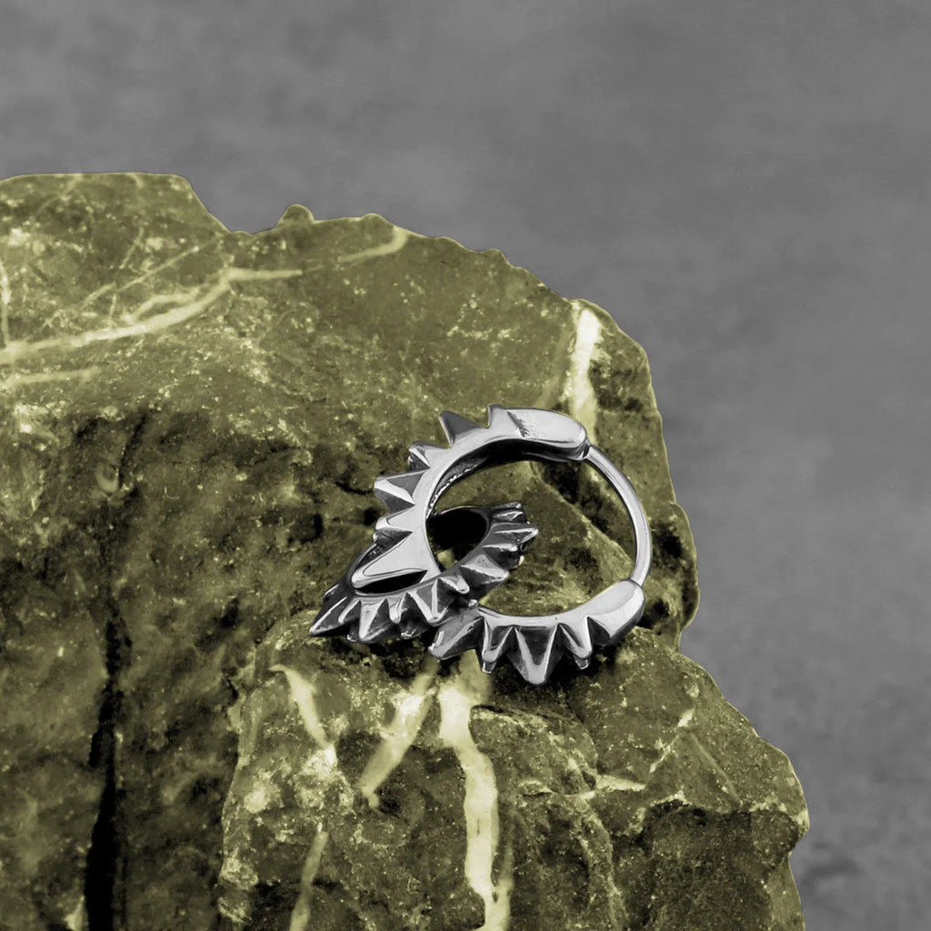 Stainless steel round ring earrings with polished steel colour finish, simple design