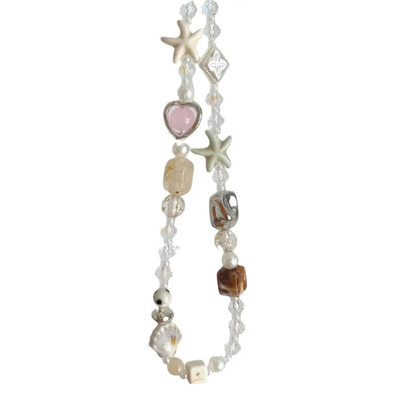 Bohemian sweetheart mobile phone charm with alloy beaded decoration in island sweetheart colour
