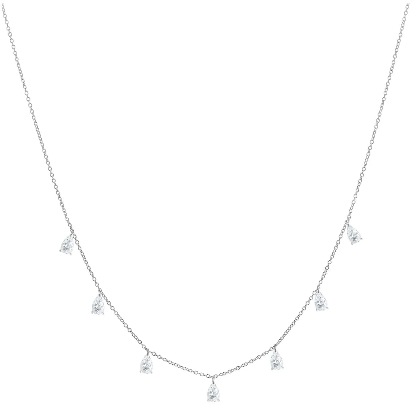 Drop-shaped artificial zircon necklace on 925 silver O-chain, adjustable 41-50cm, in silver, rose gold, or golden yellow finish