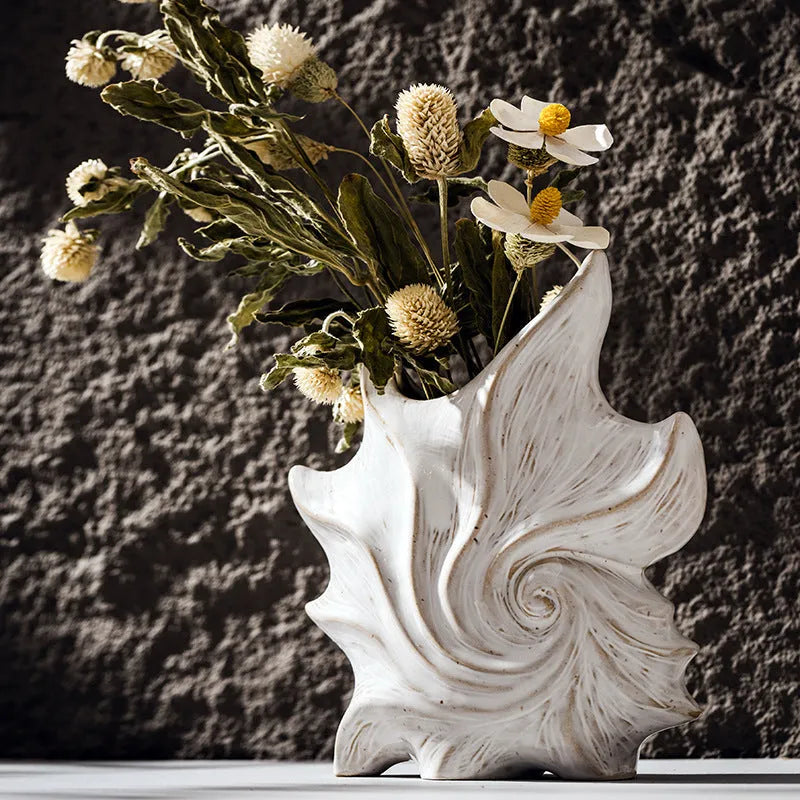 Handcrafted coloured glaze ceramic vase in European style, 25cm height, retro creative design