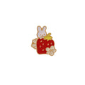 Alloy brooch with a cute cat, strawberry, and dripping oil design in metallic colours.