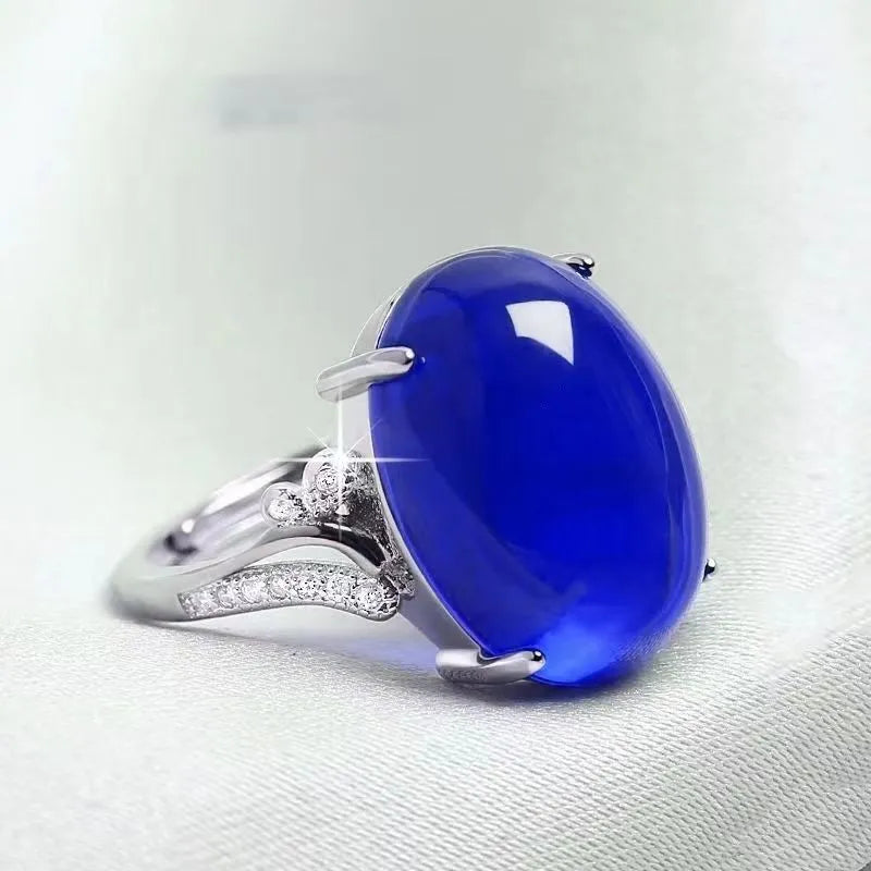 Adjustable natural sapphire ring in geometric ethnic style, available in black, blue, green, red, and yellow colours