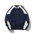 Men's black casual jacket with stitching contrast detail and side seam pockets, shown front view