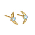 Women's geometric earrings in 925 silver with electroplated finish, showing colour options with blue, purple, and white stones.