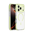 Magnetic transparent iPhone protective case in candy colours showing drop-resistant design