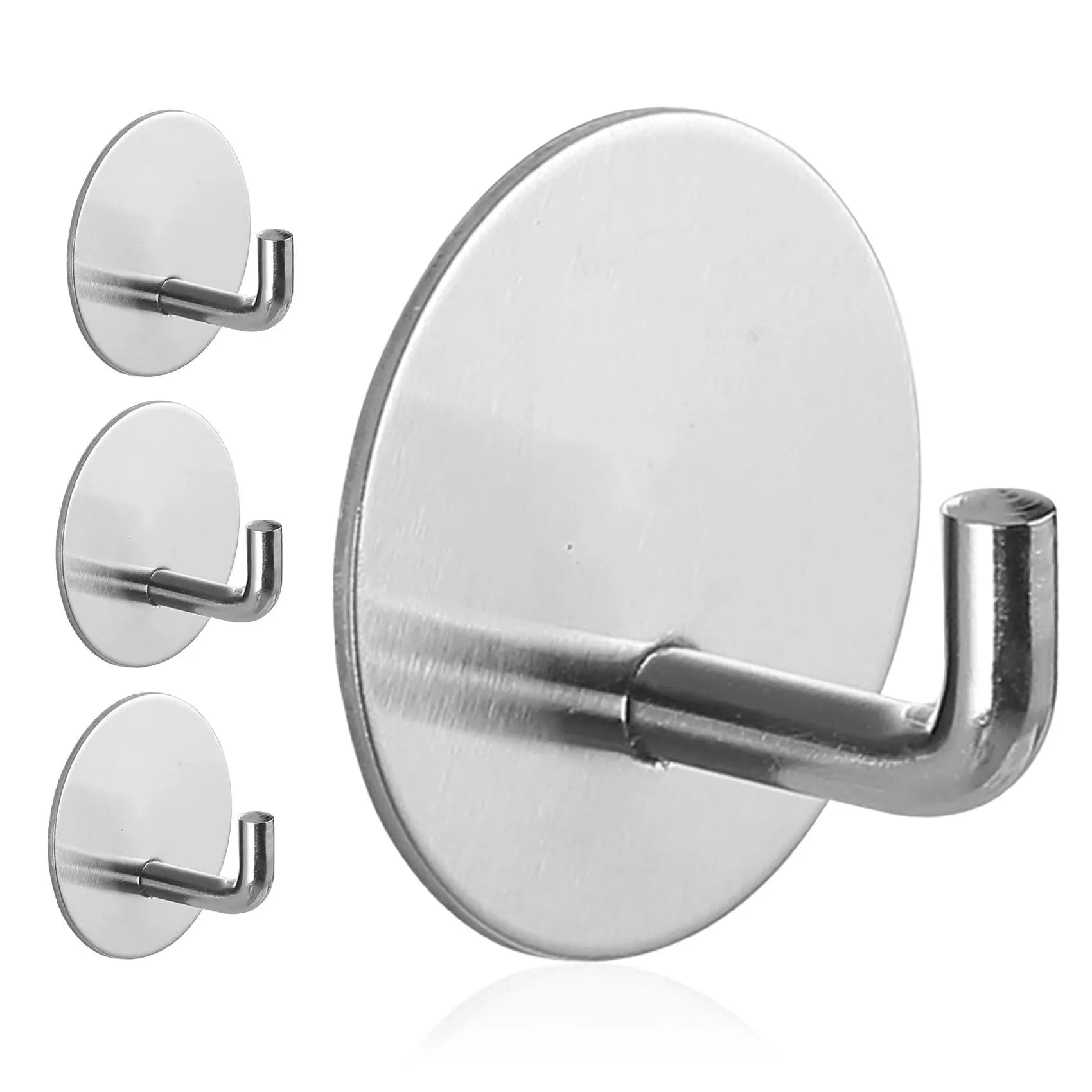 Black and polished stainless steel self-adhesive hooks for bathroom and kitchen organisation with 3kg load capacity