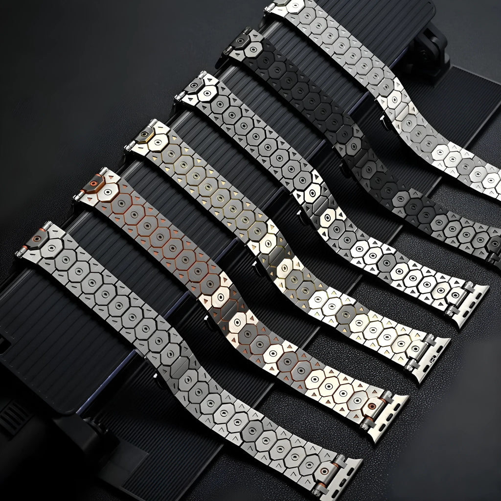 Stainless steel mesh watch strap for iPhone smartwatches in multiple colour options