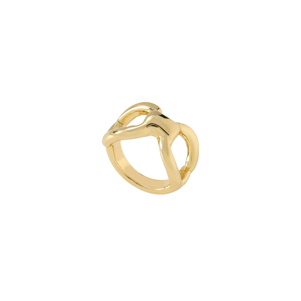 Women's geometric butterfly ring with hollow bow design in titanium steel