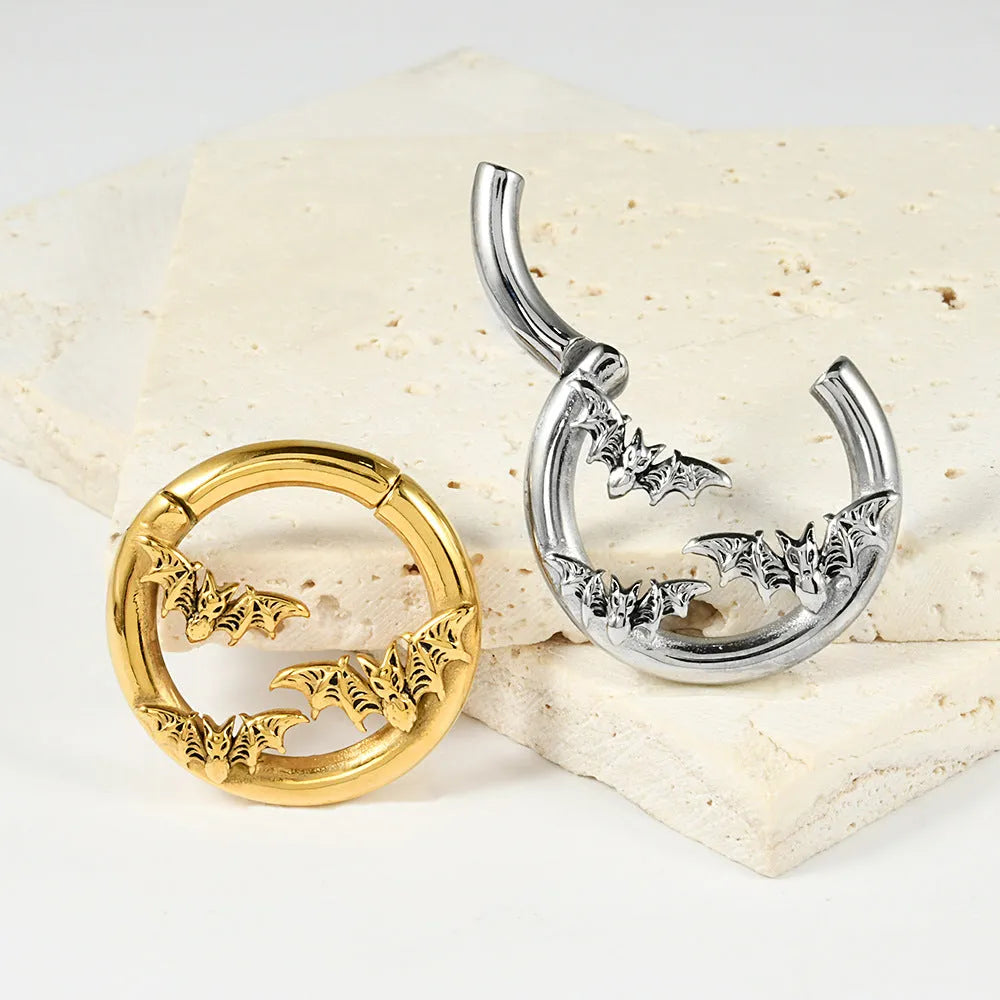 Fashion stainless steel earrings with totem pattern design in one of 15 electroplated colour options