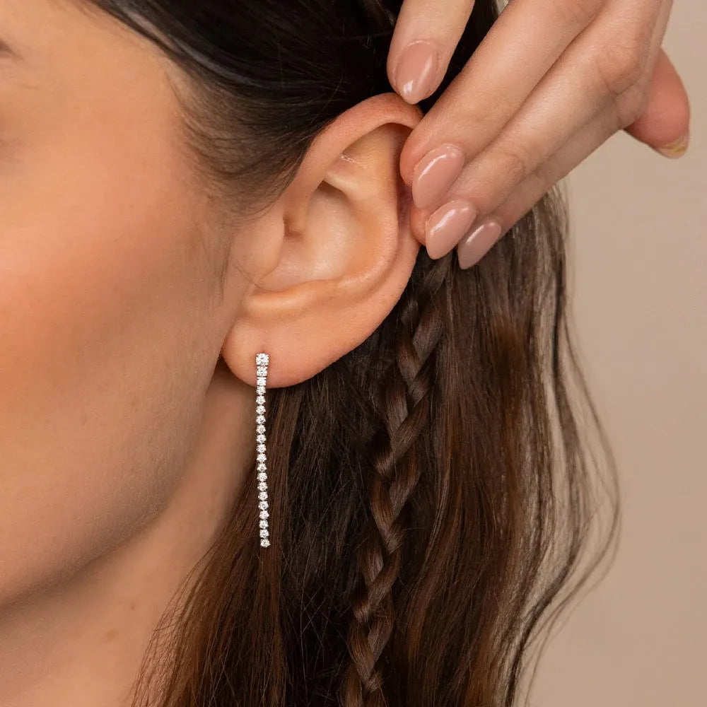 Sweet Elegance Zircon Earrings in gold and steel colour with geometric shapes and Chinese-style lines on stainless steel.