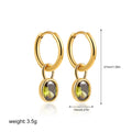 Women's retro oval zircon earrings in six colours including emerald and army green, copper construction