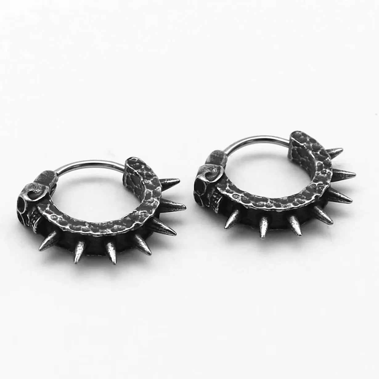 Geometric alloy earrings with punk motorcycle theme in retro black colour