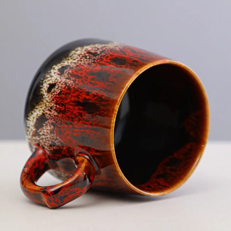 Large-capacity retro coffee mug with 301-400ml volume, 8.5cm height, available in four style options