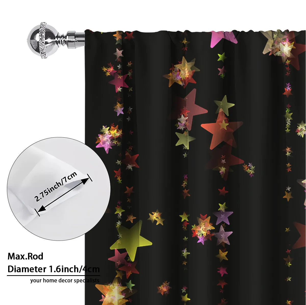 3D digitally printed Christmas curtains pair showing textured festive pattern on polyester fabric