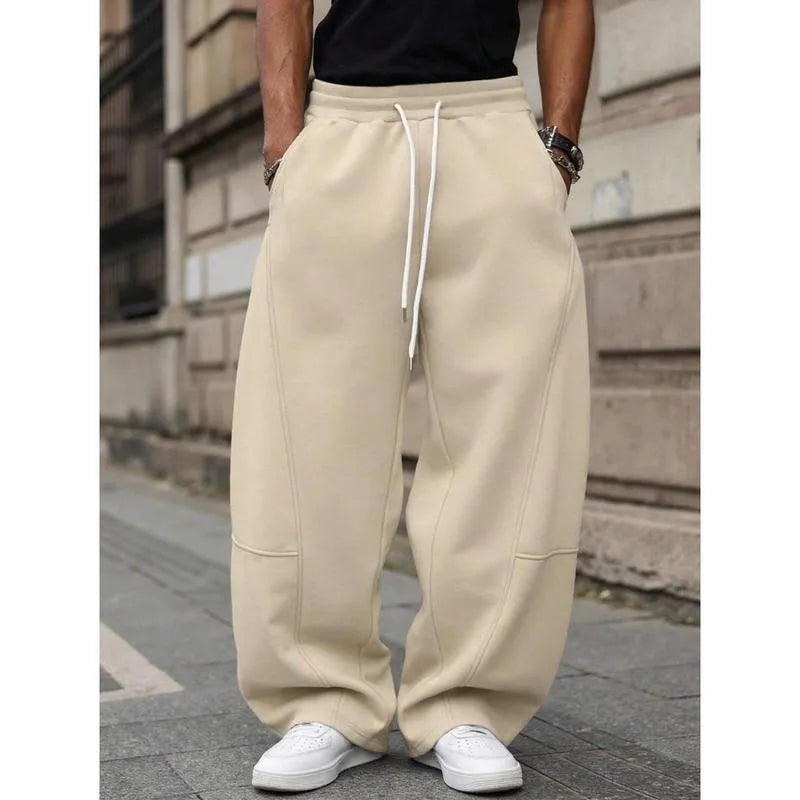 Men's straight high waist casual trousers in dark grey, showcasing cropped length and straight-leg silhouette.