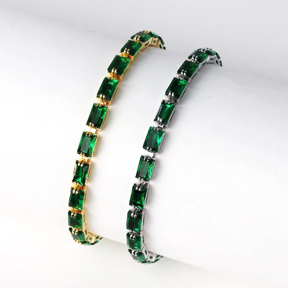 Electroplated zircon bracelet for women with gold tone finish and blue zircon stones
