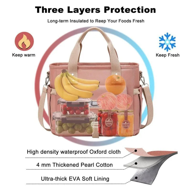 Insulated picnic bag with removable shoulder strap and side pocket in cube design