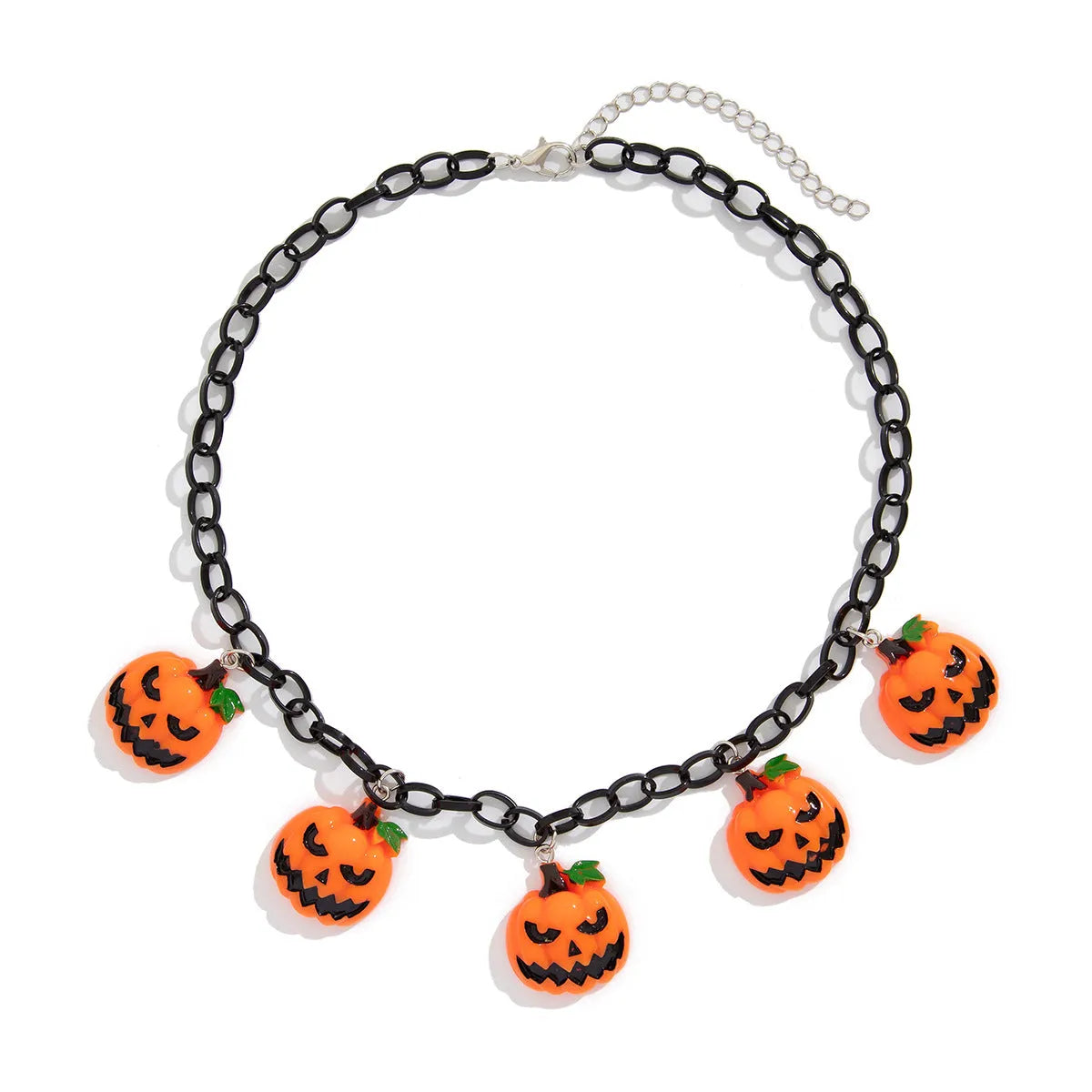 Halloween ghost pumpkin necklace with adjustable chain and colourful acrylic pendant