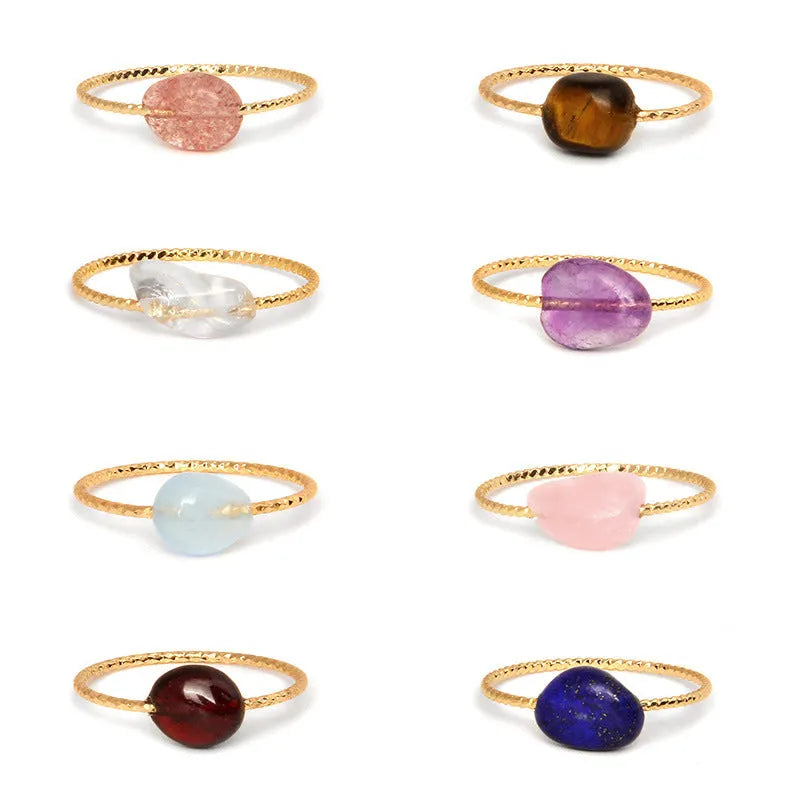 Geometric agate ring for women showing original design with clean lines and natural stone banding patterns