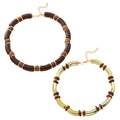 European exaggerated multi-layer wooden necklace and bracelet set with alloy pendants for women