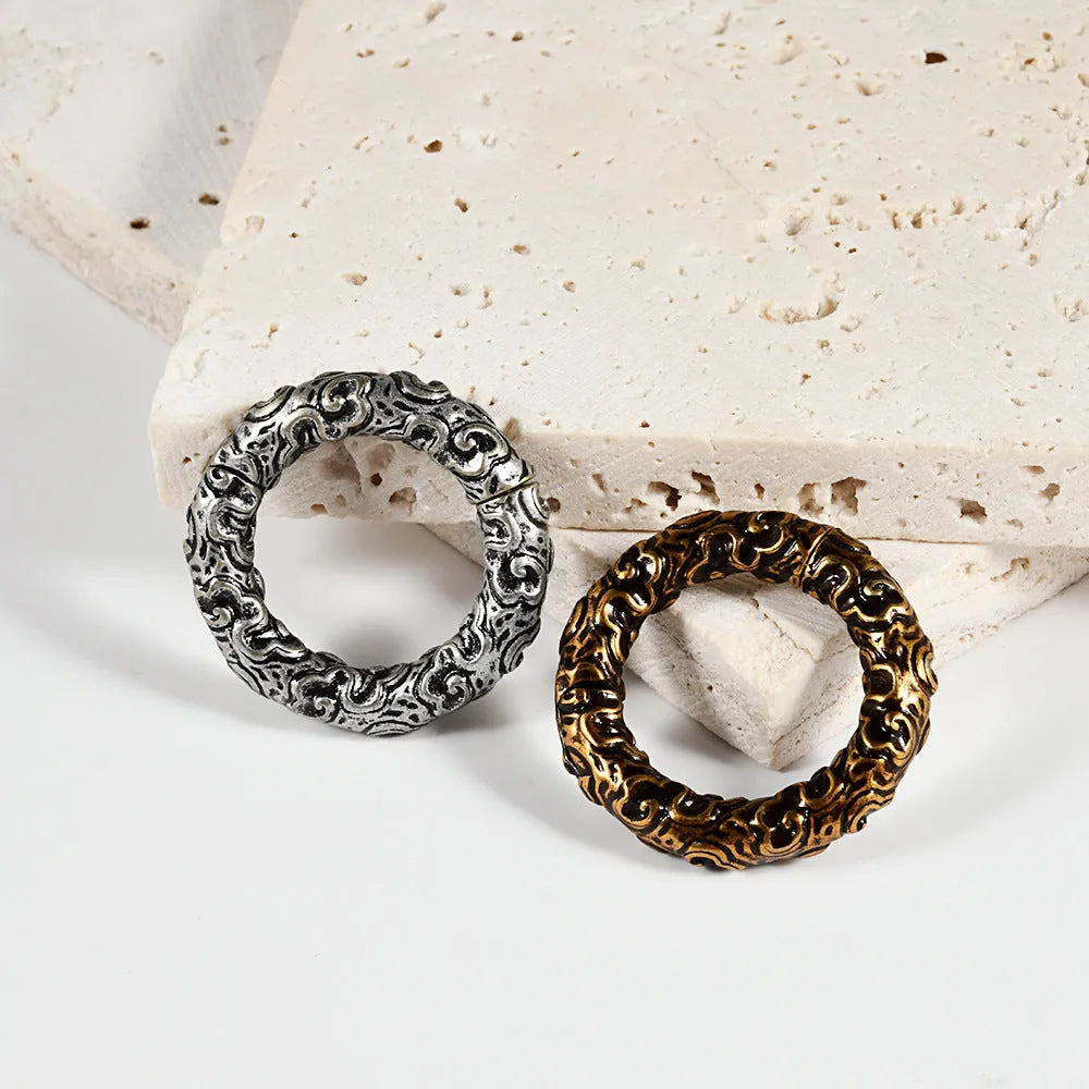 Fashion stainless steel earrings with totem pattern design in one of 15 electroplated colour options
