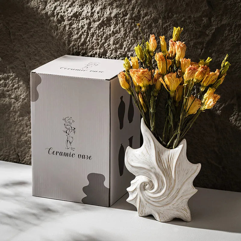 Handcrafted coloured glaze ceramic vase in European style, 25cm height, retro creative design