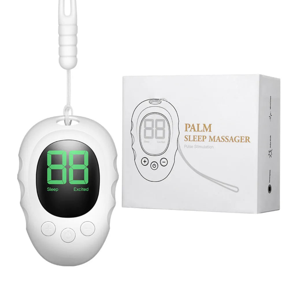 Silicone sleep aid hand grip in white, black, or green with rechargeable remote control and sleep monitor