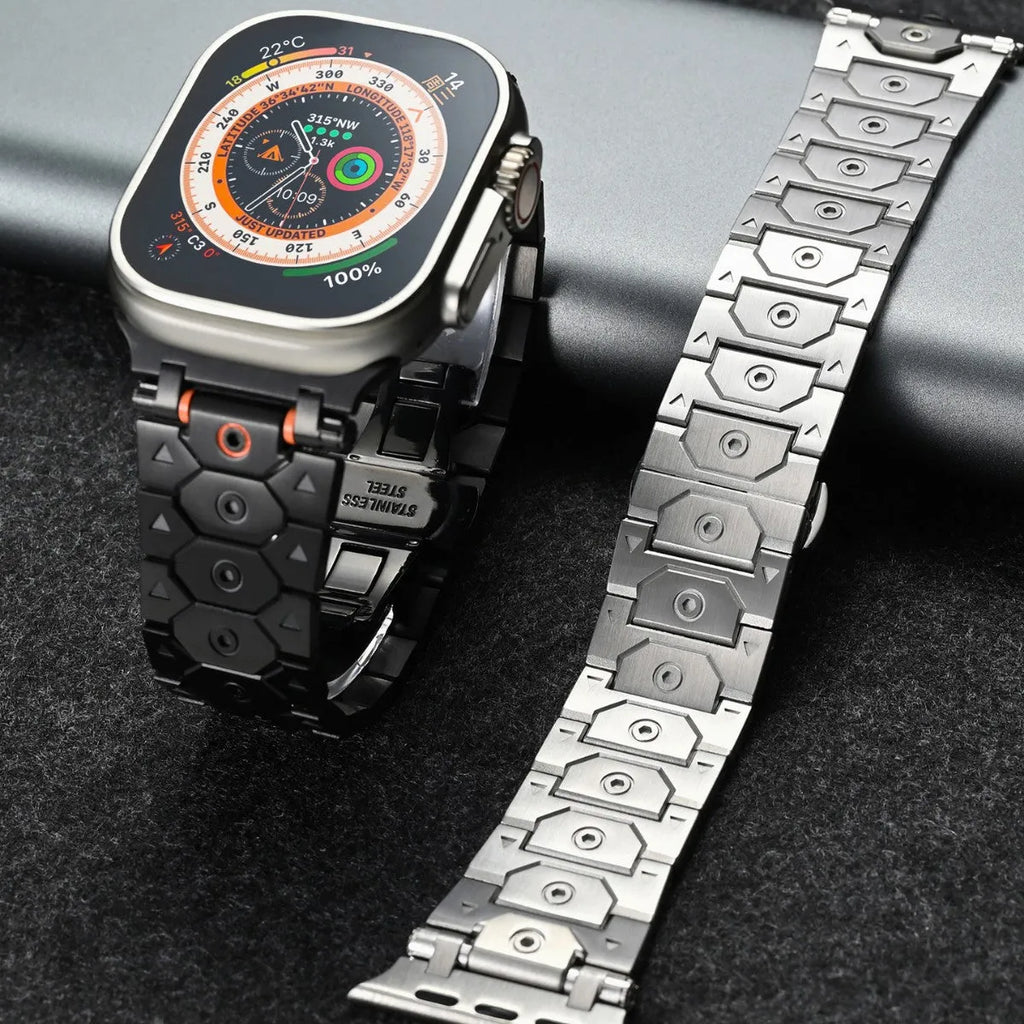Stainless steel mesh watch strap for iPhone smartwatches in multiple colour options