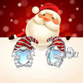 Women's Santa Claus heart-shaped earrings in white gold colour with electroplated copper construction