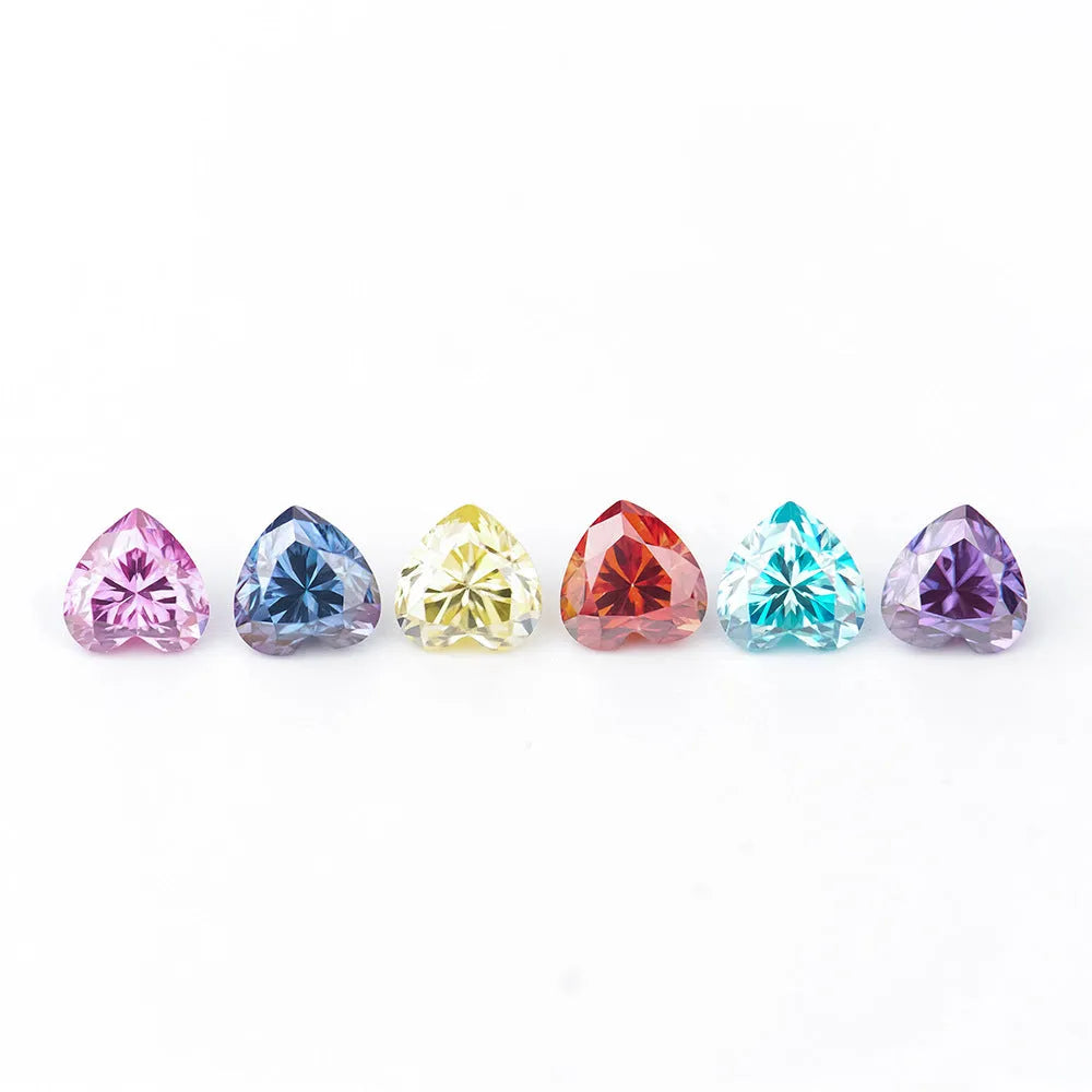 Heart-shaped moissanite stone in lemon yellow colour showing 5x5mm size with heart cut faceting