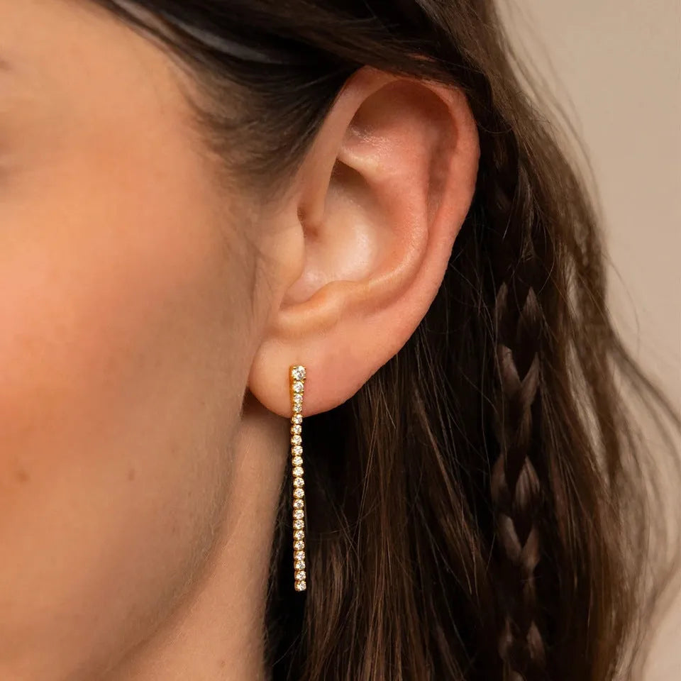 Sweet Elegance Zircon Earrings in gold and steel colour with geometric shapes and Chinese-style lines on stainless steel.