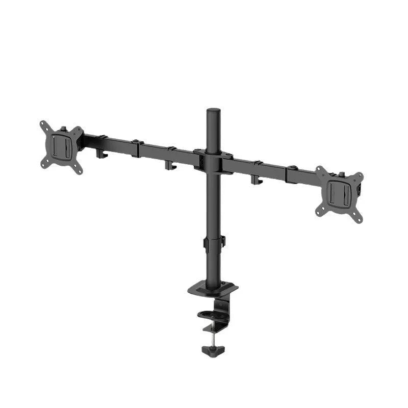 Computer lifting rotating display bracket mounted with monitor showing height adjustment and rotation functions