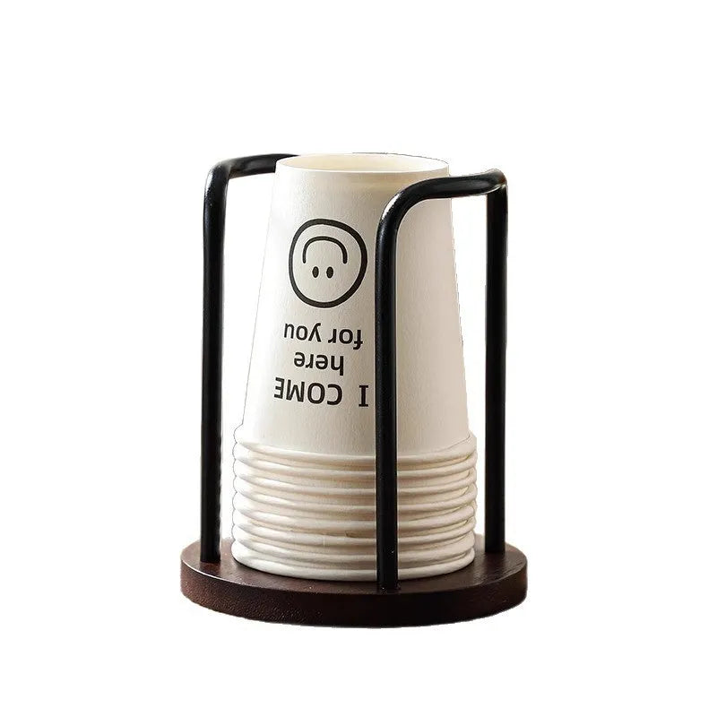 Wooden paper cup holder with puller in black, gold, or silver, single or double cup position