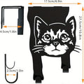 Black iron cat-shaped wall hook with punch-free mounting for doors and walls