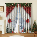 3D digitally printed Christmas curtains pair showing textured festive pattern on polyester fabric