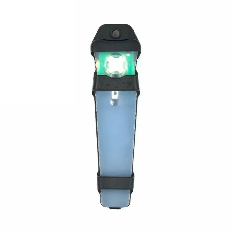 Tactical helmet signal lamp in black or sand shell with red, green, or blue light, 11cm x 3cm x 1.3cm, waterproof.
