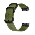Army Green nylon three-ring buckle strap for Fitbit Charge 3 and Charge 4 fitness tracker.