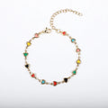 Unisex stainless steel heart bracelet with 18K gold vacuum plating in multiple colours on adjustable chain.