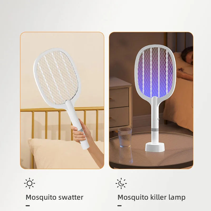 Rechargeable electric mosquito swatter with USB charging port and ABS plastic shell in 996 or 959 colour