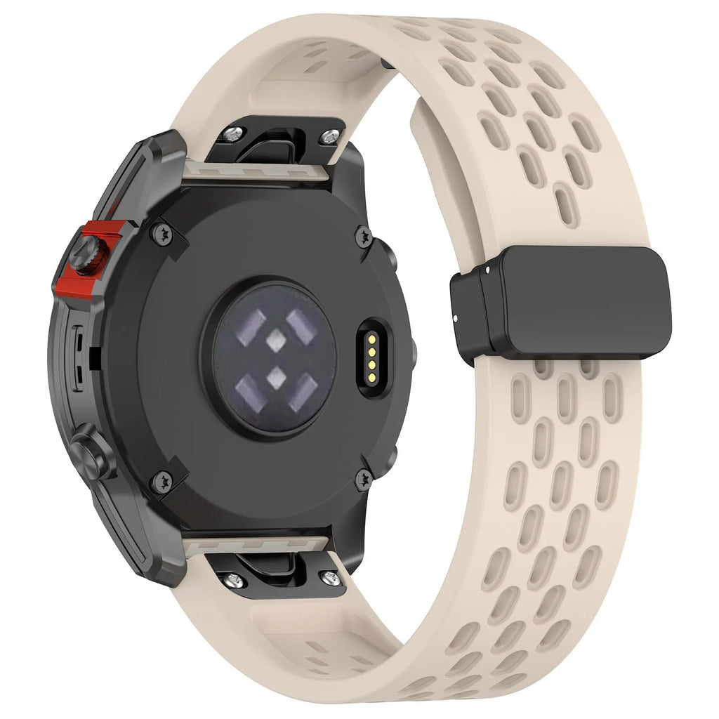 Fenix8 quick-release silicone watch strap in multiple colours showing porous texture and tool-free mechanism