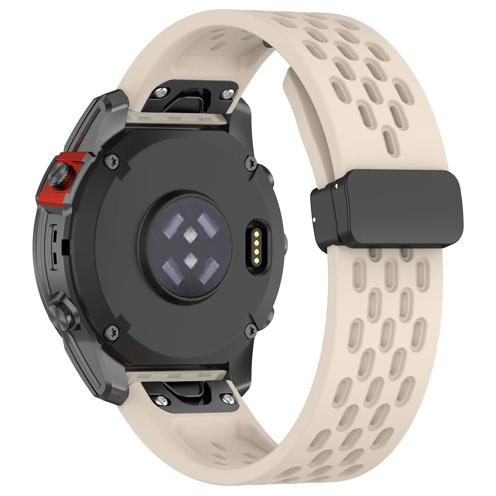 Fenix8 quick-release silicone watch strap in multiple colours showing porous texture and tool-free mechanism