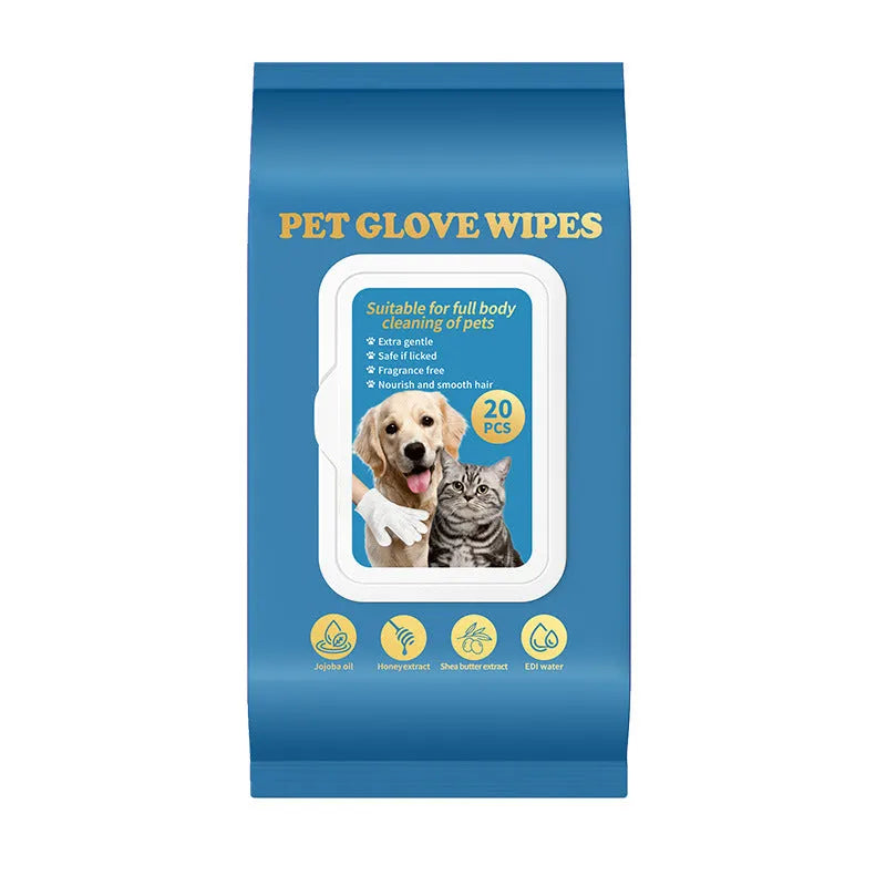 Pack of 20 disposable pet gloves with elasticated cuffs for cat and dog waste handling