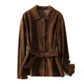French elegant retro cashmere coat with Peter Pan collar and leather stitching in caramel mocha colour
