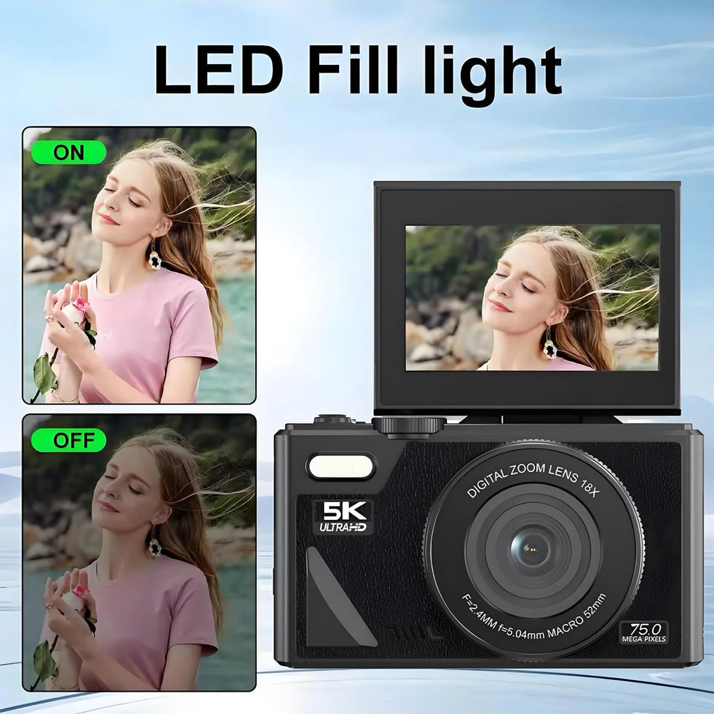Compact CCD digital camera with WiFi and full HD screen, 11.5cm x 4.6cm x 6.95cm, in black pink or white